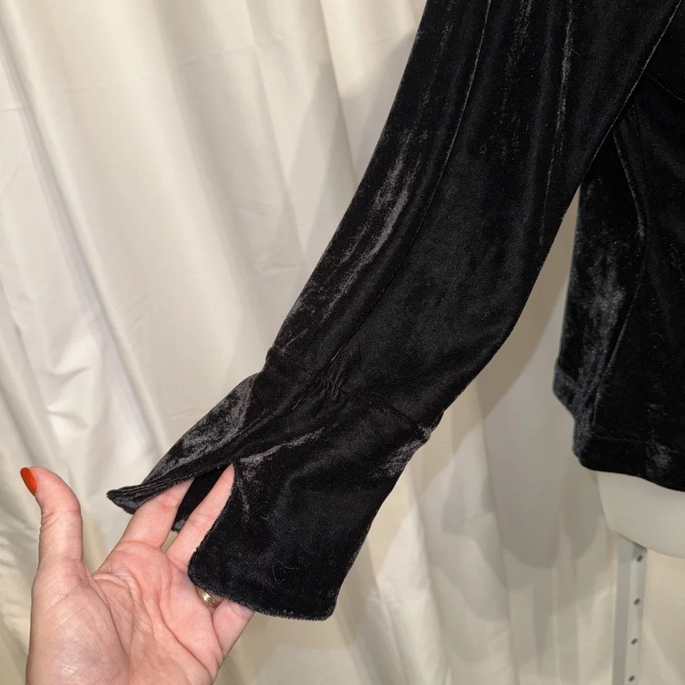 Size M Velvet Wrap Top Jacket Whimsigoth Y2K Ruffle 90s Goth Holiday Glam Black